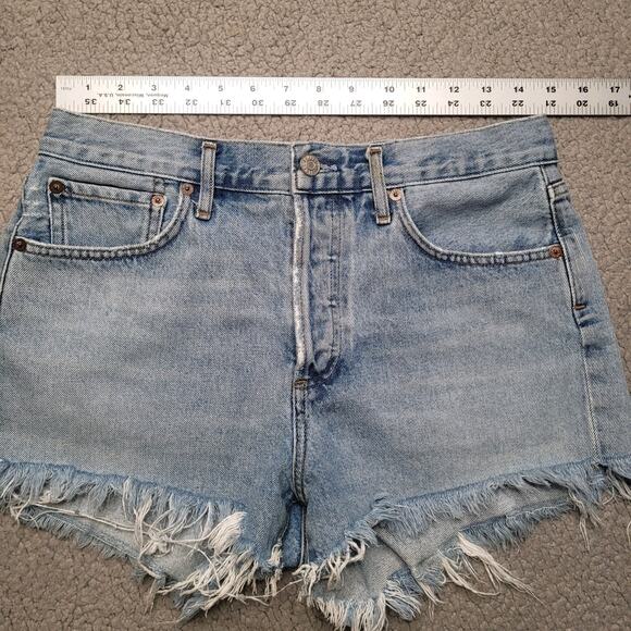 Agolde Shorts 27 Blue Parker Vintage Cut Off Button Fly Swapmeet A026B-1411 - Picture 7 of 9